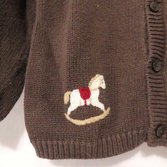 JANIE AND JACK | 12 to 18 months | Vintage Rocking Horse | Brown Cardigan - Picture 7 of 16